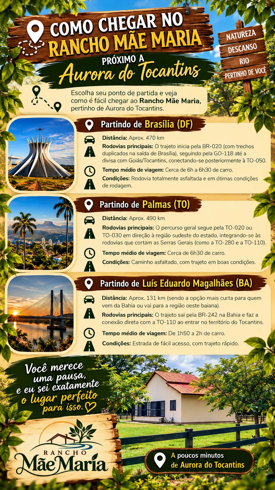 Infográfico: como chegar no Rancho Mãe Maria